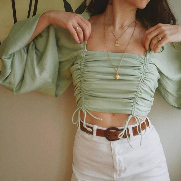 Streetwear Long Sleeve Puff Sleeve Low 