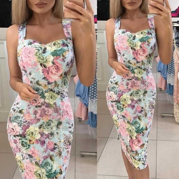 Floral Print Sweetheart Dress