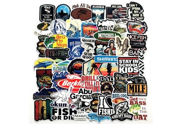 25/50PCS Fun Fisherman Go Fishing Stickers for Laptop Suitcase
