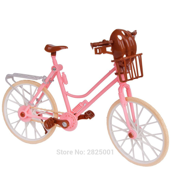 Toy Plastic Bike Bicycle With Basket for Doll Outdoor Accessories 