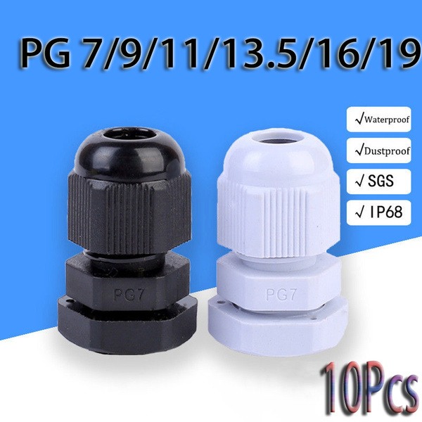 10 Pcs New PG7 White Plastic Waterproof Connector Gland 3-6.5mm Dia Cable 