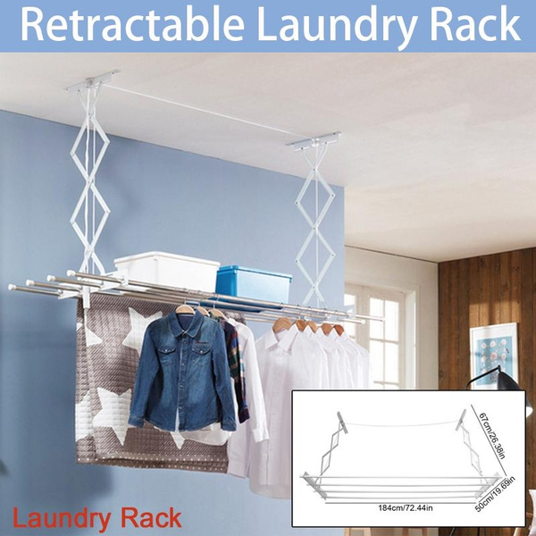 Clothes Drying Rack Line Laundry Dryer Indoor Retractable Hanger Wall Mounted Wish - Indoor Laundry Drying Rack Wall Mounted