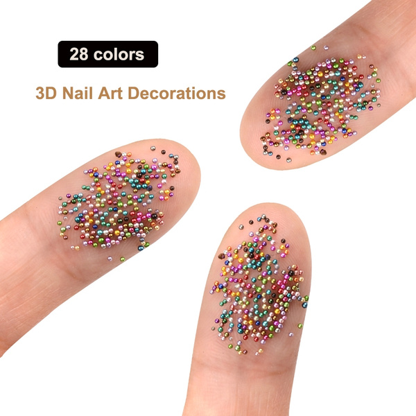 0.6~0.8mm 3D Metal Caviar Beads for Nail Micro Beads Stainless Steel Nails  Art Gold Silver Nail Beads Decorations Studs
