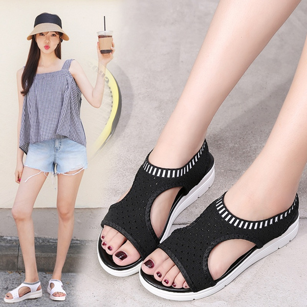 Women Sandals Female Shoes Woman Summer Wedge Comfortable Sandals Ladies Slip On Flat Sandals Wish 0684