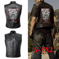 Vest, Fashion, skull, motorcycleleatherjacketmen