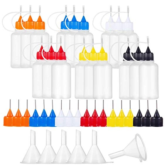 18pcs With 6pcs Funnels 30ml Precision Tip Applicator Bottle Needle Tip 