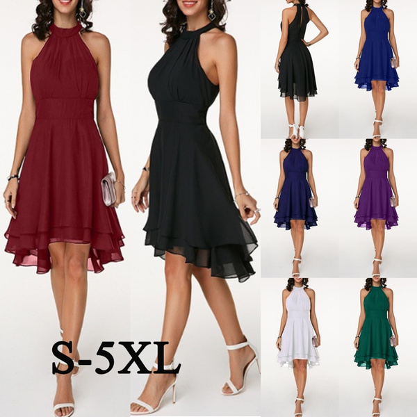 Dress for Women Casual Comfortable O-neck Cutout Back Sleeveless 7 Colors Plus Sizes Vestidos Wish