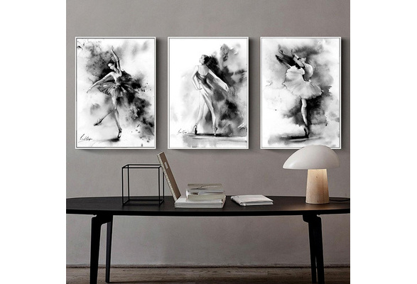 3pcs/set Black & White Ballerina Art Painting, Modern Abstract Art Picture Ballet Dancing Girl Poster for Living Room | Wish