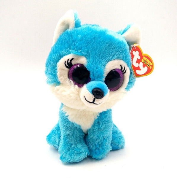 6" TY Beanie Boo Blue Great Wolf Lodge Exclusive Plush Toys Sierra Glitter Eyes 