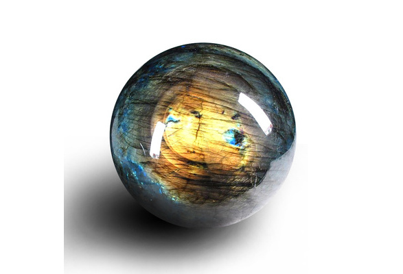 WindBell Large Rainbow and Blue Labradorite Sphere Natural Labradorite Ball Energy Stone Decoration