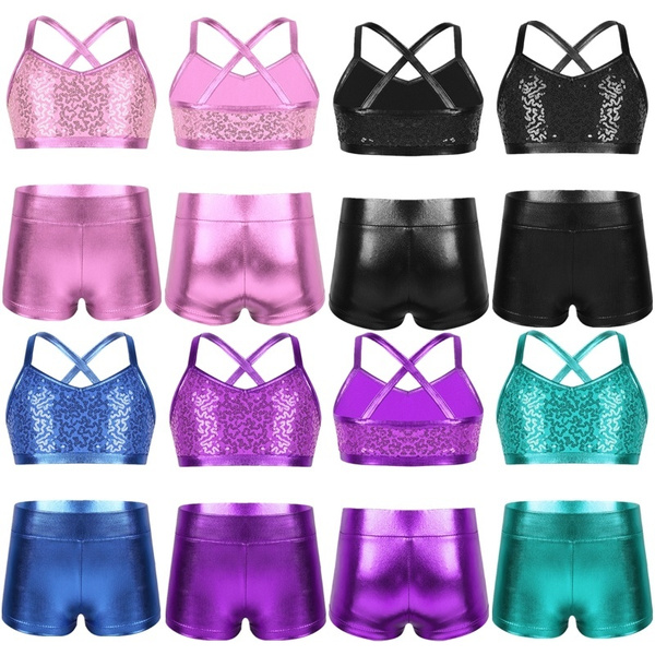 Children Kids Girls Sequined Camisole Top and Shorts Set for Swimwear ...