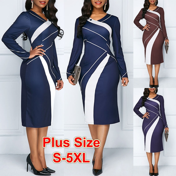 V Neck Long Sleeve Sheath Dress 