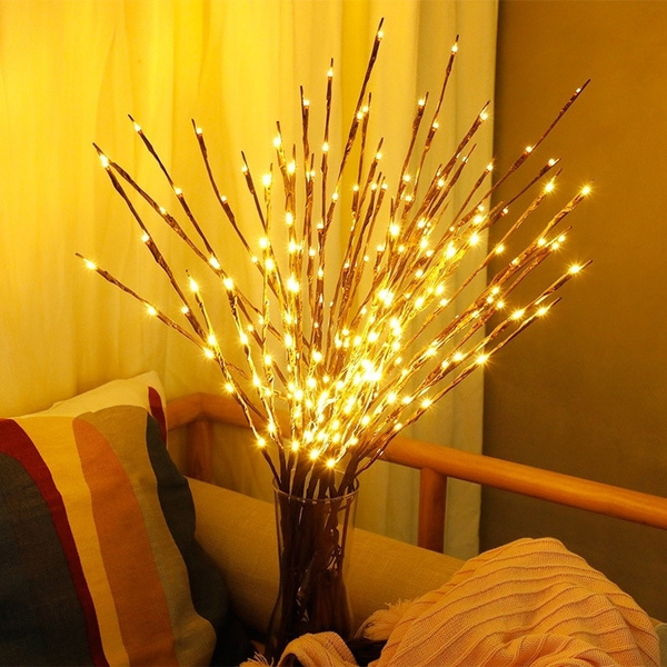 AN55 20 LED Willow Branch Floral Lights Lamp Party Merry Christmas Tree Decor 