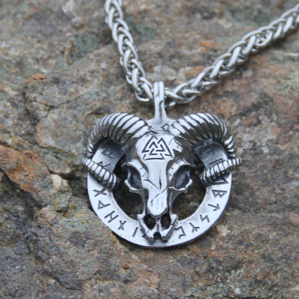 Vintage 316 Stainless Steel Nordic Viking Amulet Thor Goat Valknut ...