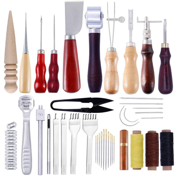 Pro Leather Craft Tools Punch Kit Stitching Carving Sewing Working
