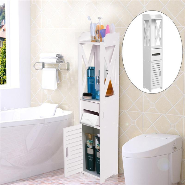 Bathroom Toilet Furniture Cabinet White Wood Cupboard Shelf Tissue Storage Rack 80 15 5 15 5cm Sf Wish