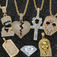 Heart, DIAMOND, icedoutchain, Cross necklace