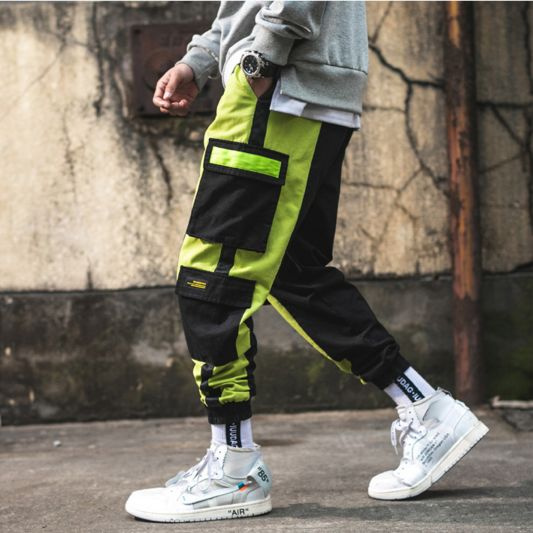 mens neon cargo pants