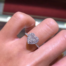 Sterling, Heart, DIAMOND, wedding ring