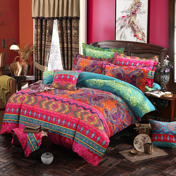 Bohemian Bedding Set Mandala Comforter Duvet Cover Set Flat Sheet  Pillowcase Twin/Full/Queen/king Size Bedding Sets Bed Linens | Wish