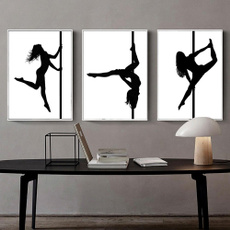 poledancer, blackwhitecanvaspainting, Dancing, nordicminimalistposter