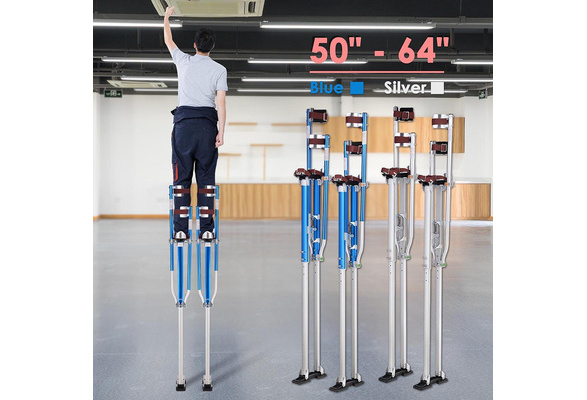 Drywall Stilts 50-64 Inch Aluminum Tool For Painting Taping Cosplay Walk Blue 