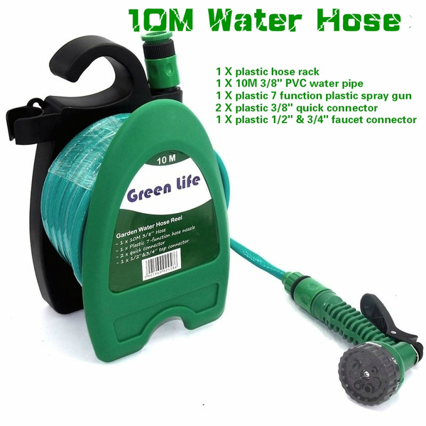 10m 33Ft Garden Water Hose Reel Portable Car Washing Kit Wall Mountable  Hose Reel Hose Water Nozzle for Pet Garden