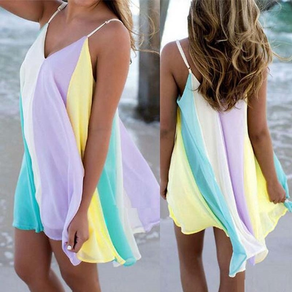 Women's Tie up Rainbow Print Maxi dress – Stylestone