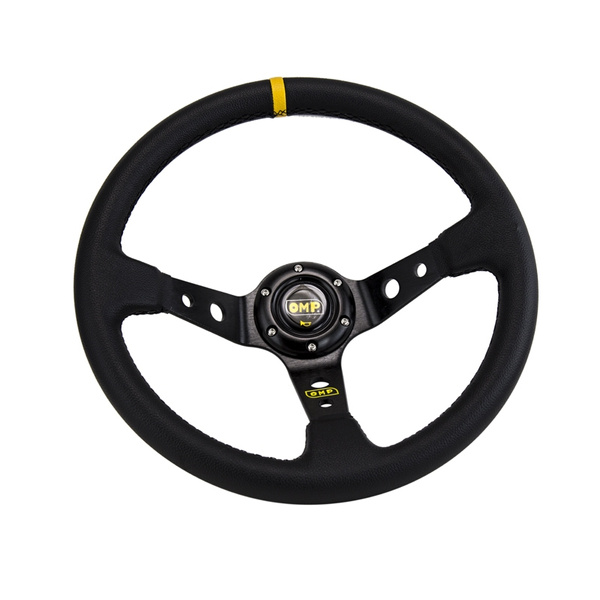 RONSHIN 14350MM OMP 14 inch PVC Leather Steering Wheel OMP Steering Deep Corn Wheels Yellow line 