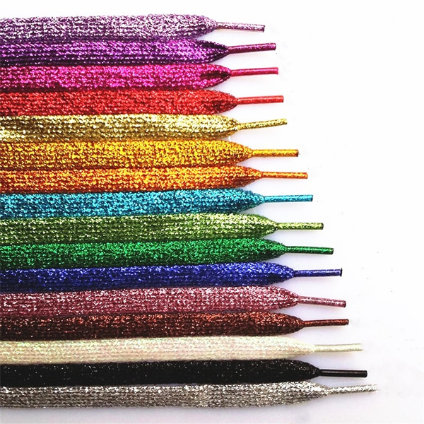 1 Pair 120cm Shiny Shoelaces Glitter Flat Sparkly Colors Shimmering ...