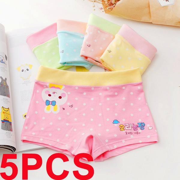 5pcs/lot cotton panties for girls underwear kid boxers briefs