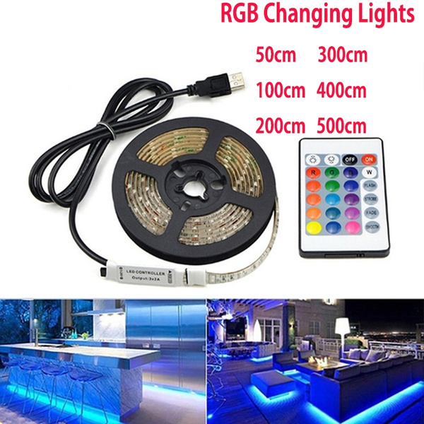 New 50 500cm Usb 5v Led Waterproof String Light Lamp Flexible Rgb Changing Light Tape With Remote Control Ribbon Wish