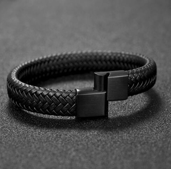 Charm Bracelet, black bracelet, bikerbracelet, Fashion