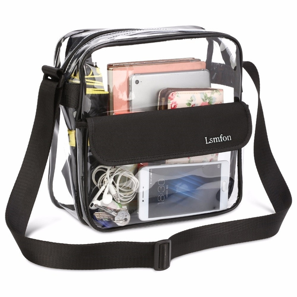 Lsmfon Clear Crossbody Messenger Shoulder Bag with Adjustable