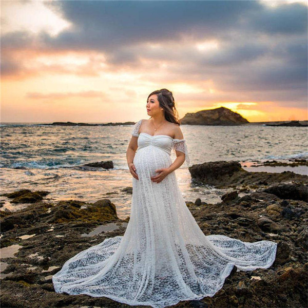 Lace Pregnant Women Maxi Dresses Maternity Gown Photography Props Photo Shoot 