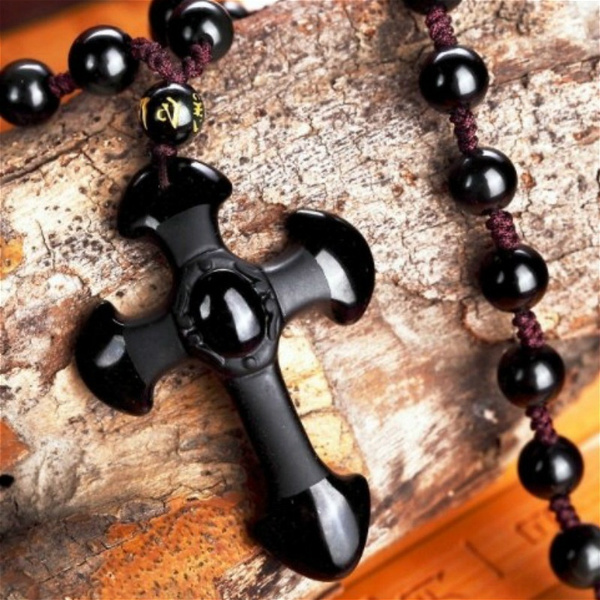 Natural Obsidian Pendant Necklace 