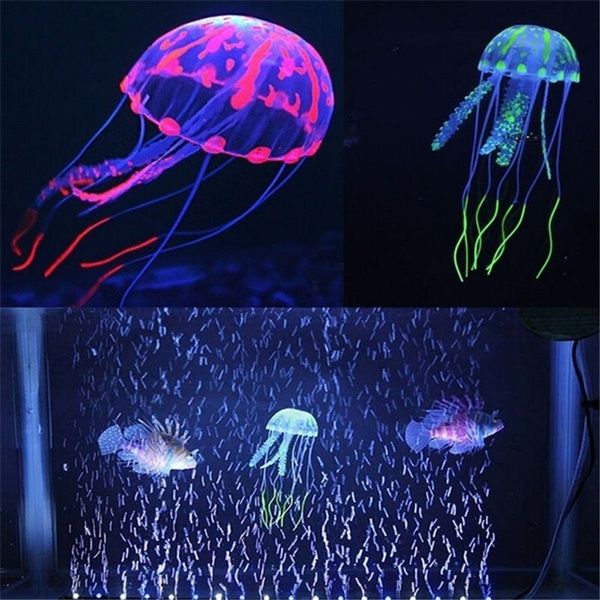 Multi Colors Glowing Artificial Jellyfish Silicone Jellyfish Fish Tank ...