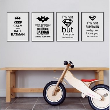 Batman Logo - Super Hero's White Framed Wall Hanging Art Print for