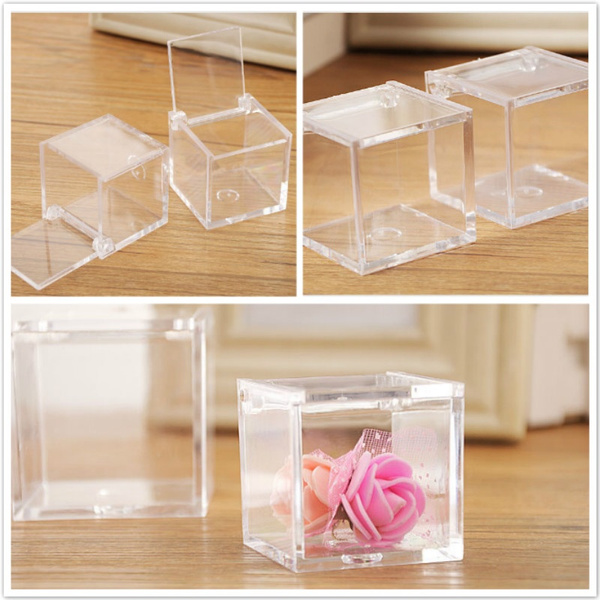 MARKQ Clear Favor Boxes 8x8x8 cm, 12 pcs PVC Transparent Box for Gifts  Macaron Cupcake Candy Cookies Ornament Gifts Wedding Party Baby Shower  (Silver Base) price in UAE | Amazon UAE | kanbkam