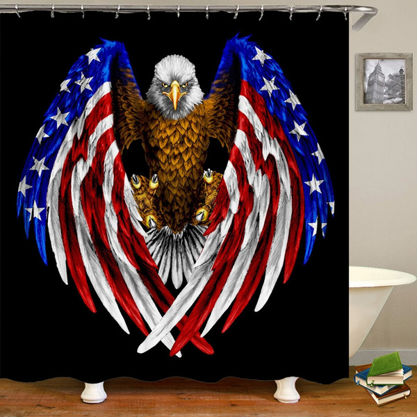 American Bald Eagle Flag Wings Creative, Bald Eagle Shower Curtain