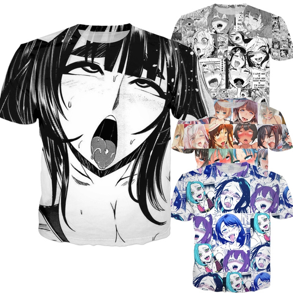 Plus Size Summer Anime Ahegao Face Red Women Men Women T Shirts Funny Shy Girl Tops Hentai Collection S 5xl Wish
