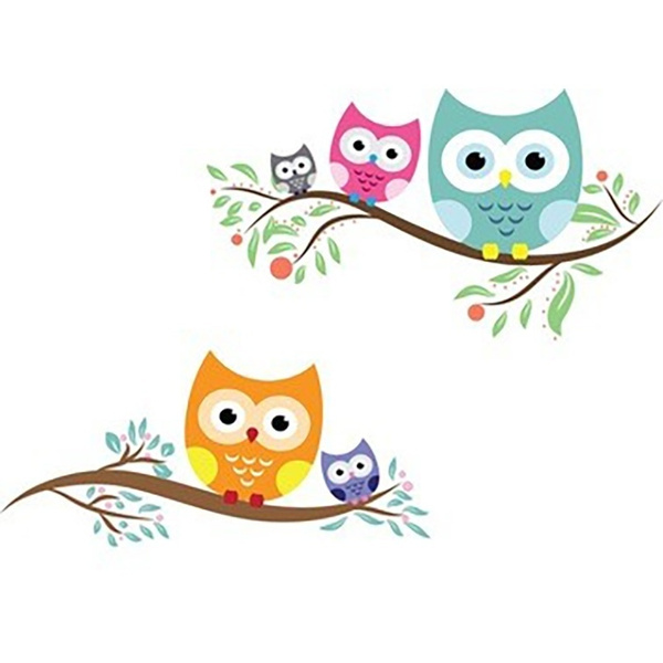 Owl Fabrc Wall Decals Set Of 6 Owls Repostonable And | Etsy
