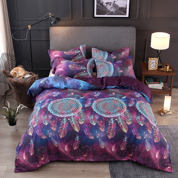 Bohemian Purple Bedding Set Duvet Cover Set Wind Chimes Bedding Twin