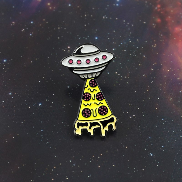 Funny Pizza UFO Enamel Pins Universe Alien Spaceship Pizza Food Brooch  Badge Shirt Hat Backpack Lapel Pin Accessories Jewelry | Wish
