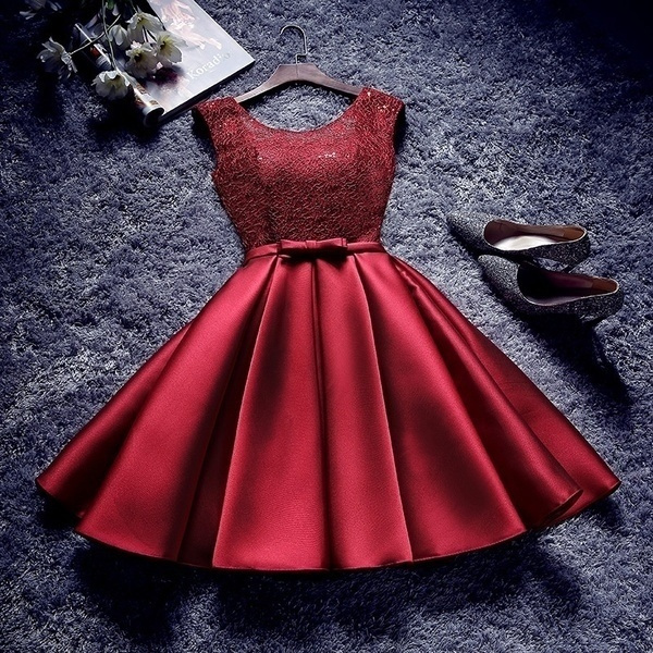 Wine red clearance short bridesmaid dresses