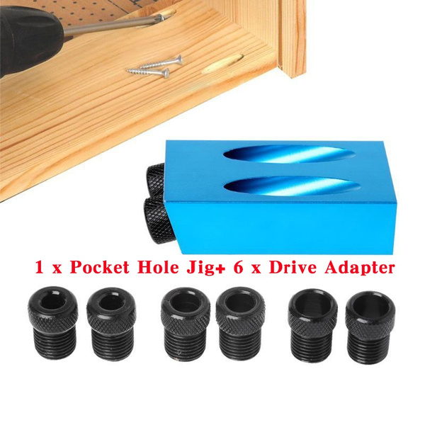 Pocket Hole Jig Kit 15° Angle 6/8/10mm Adapter Drill Guide Woodworking Adapter 