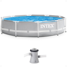 abovegroundframepool, intexpoolset, poolwithladderandpump, Pump