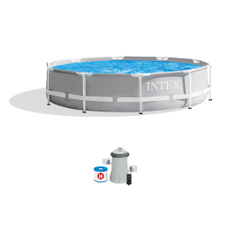 abovegroundframepool, intexpoolset, poolwithladderandpump, Pump