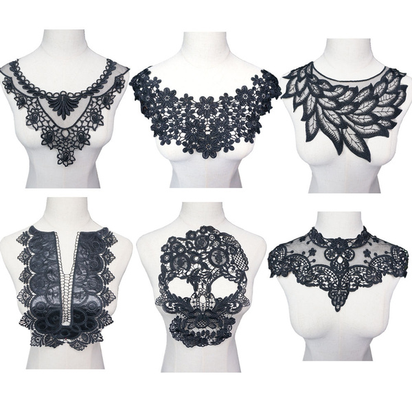 Black Lace Flower Collar Trim Embroidery Neckline Sewing Applique Fabric Dress