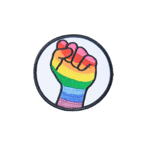 58051 Rainbow Fist Gay Pride Power Flag LGBTQ Equal Embroidered Iron On Patch 